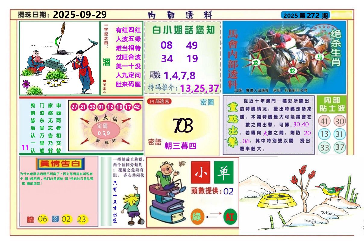 澳门内部透料A 第272期