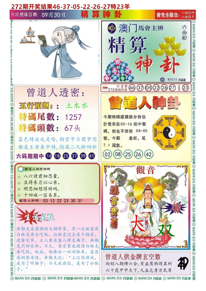 澳门精算神卦 第273期