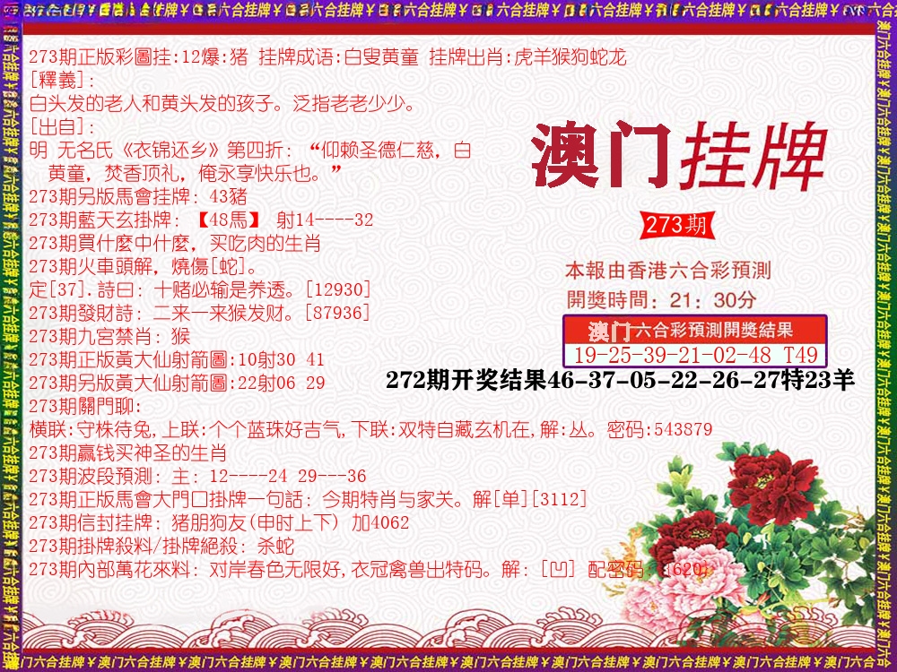 澳门挂牌 第273期