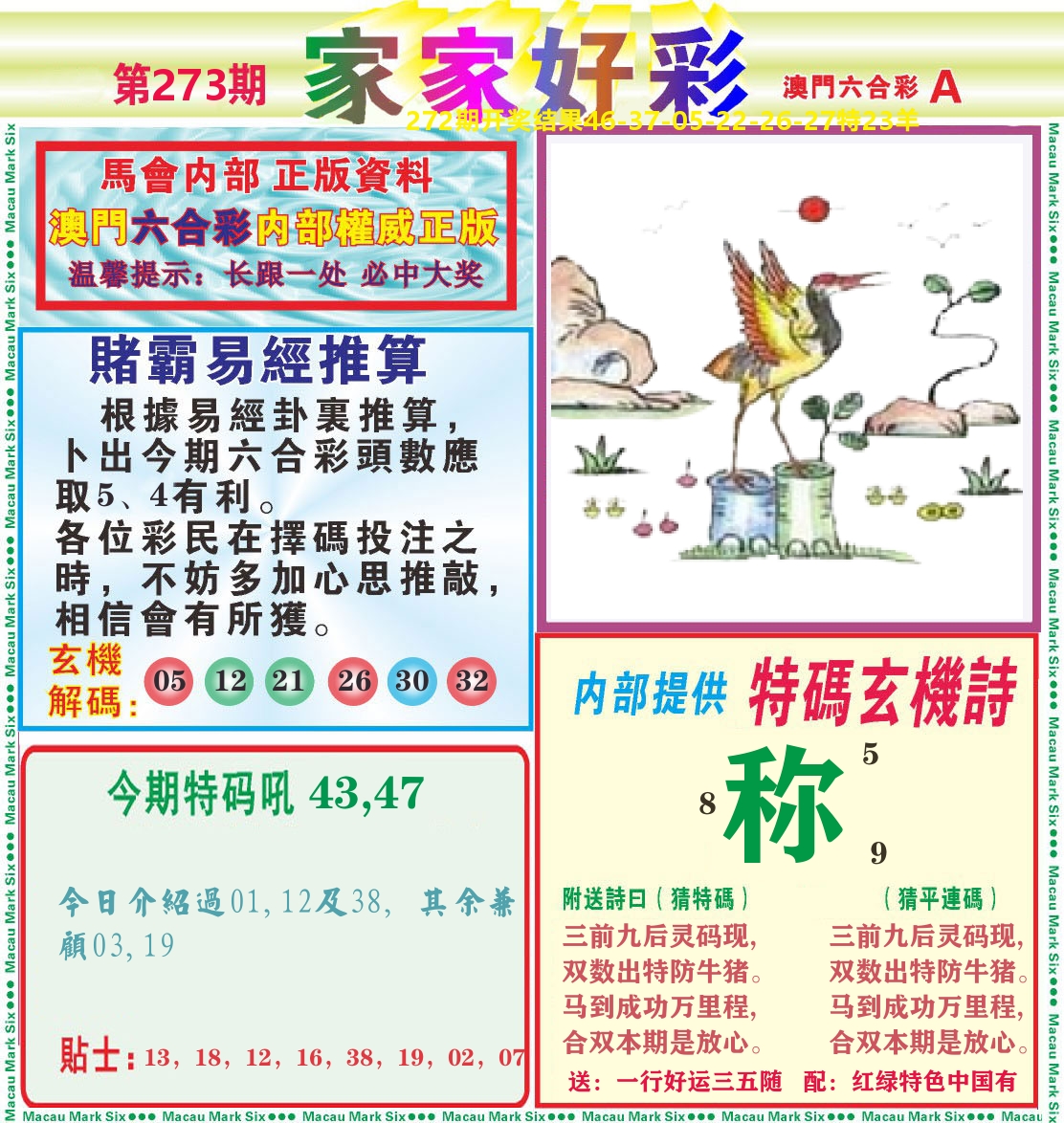 家家好彩A 第273期