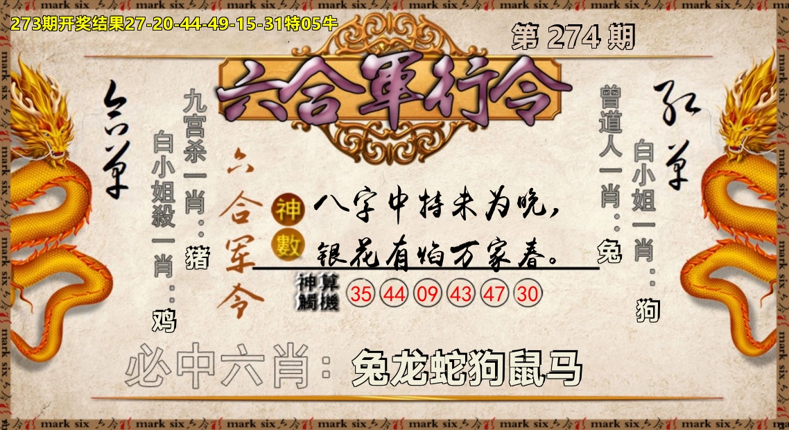 六合军行令 第274期