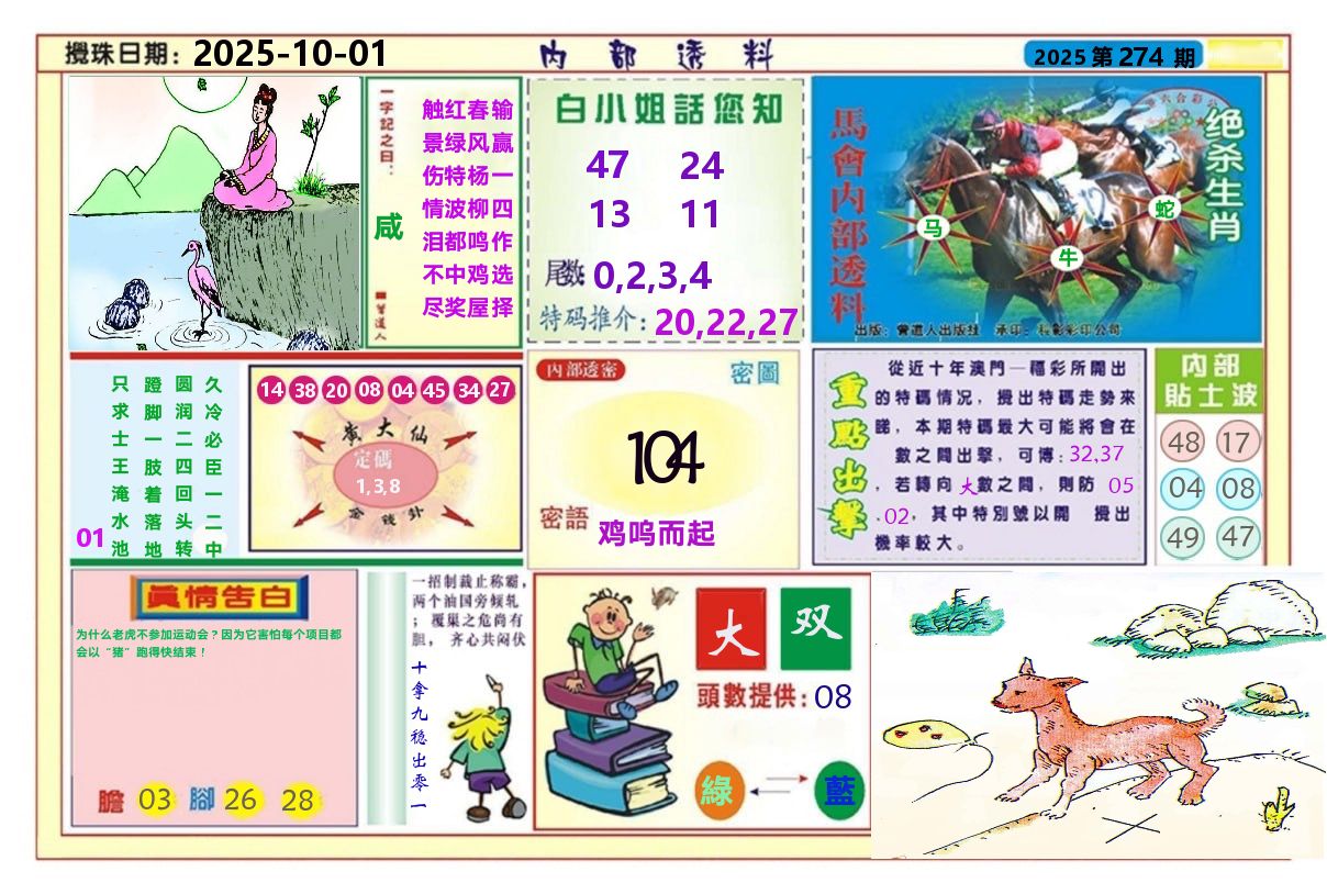 澳门内部透料A 第274期