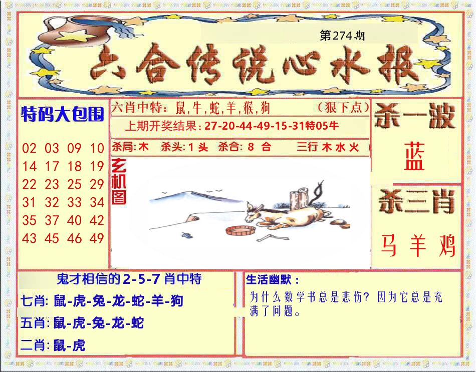 六合传说心水报 第274期