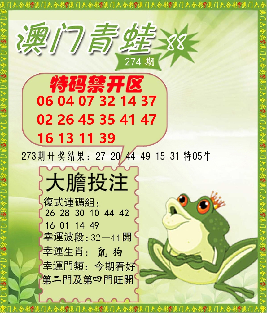 青蛙系列88 第274期