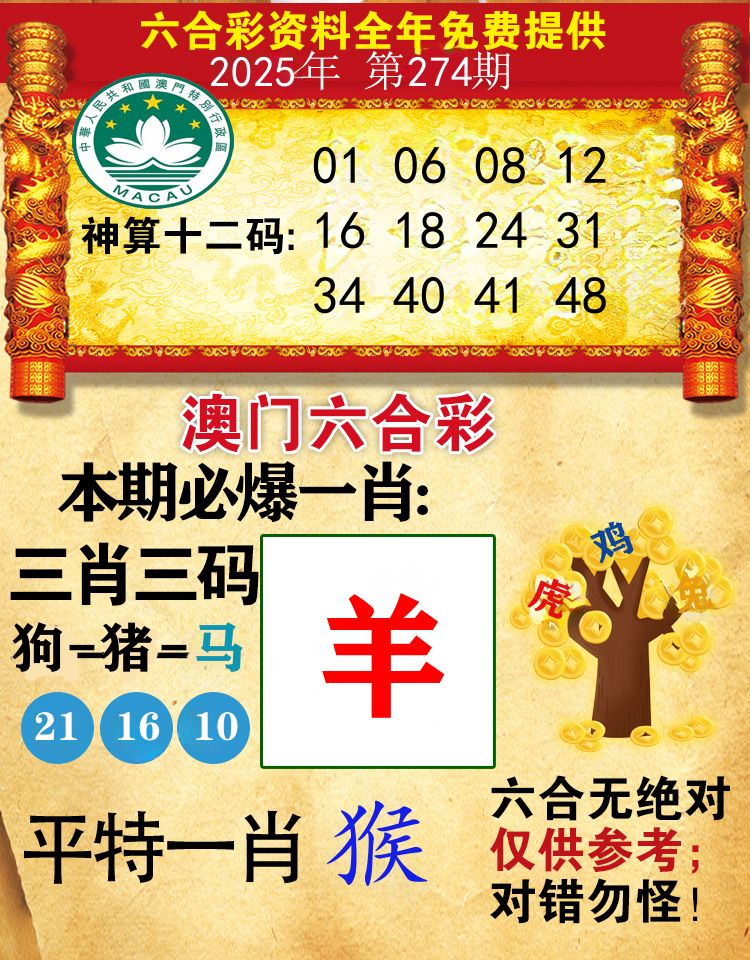 澳门必爆 第274期