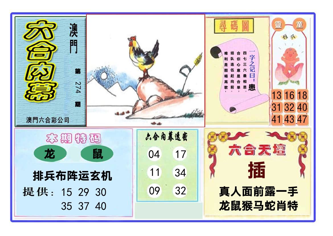 六合内幕 第274期