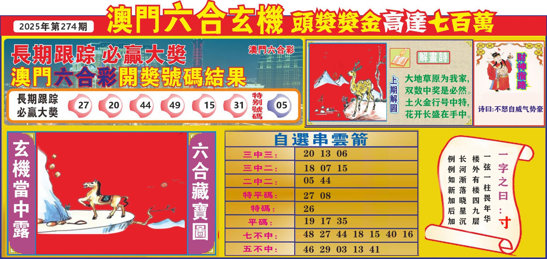 七星彩图C 第274期