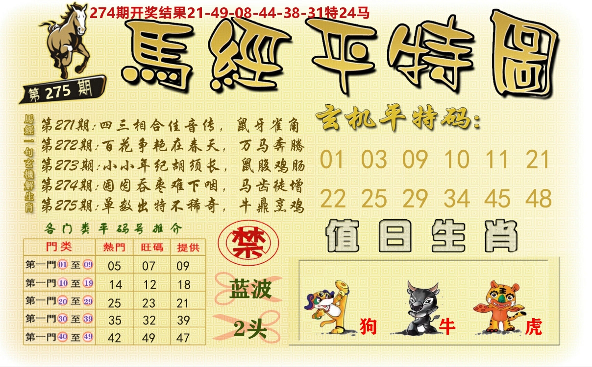 澳门平特图 第275期