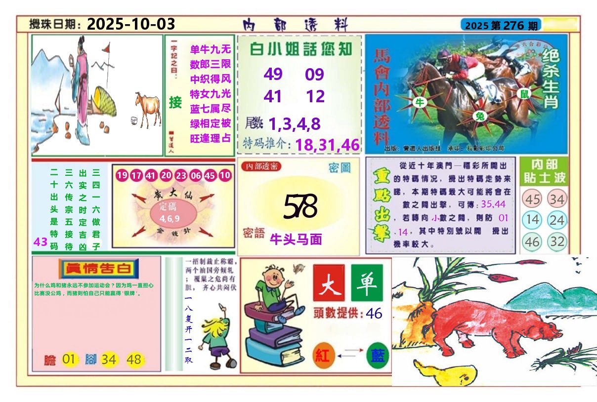 澳门内部透料A 第276期