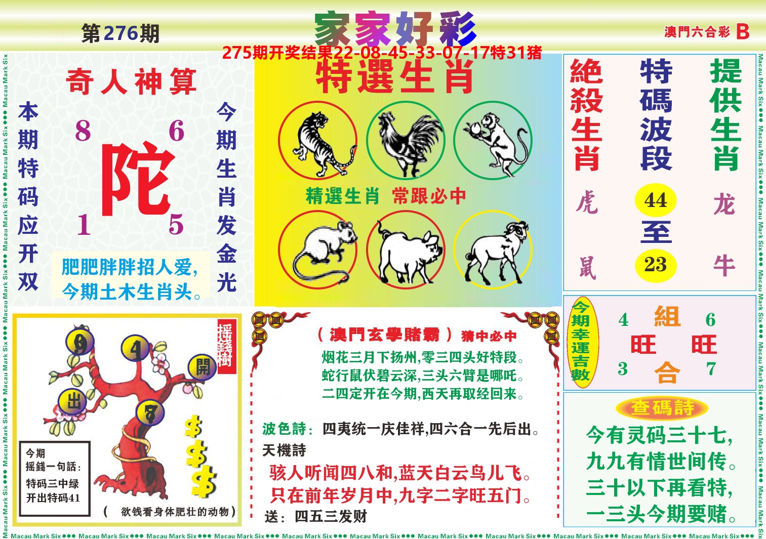 家家好彩B 第276期