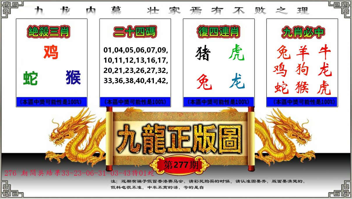 九龙正版图 第277期