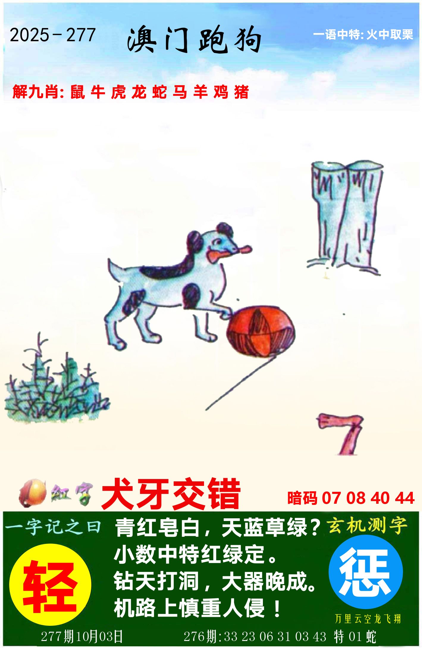 澳门跑狗图 第277期