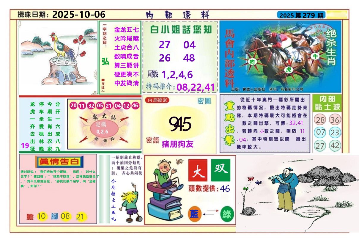 澳门内部透料A 第279期