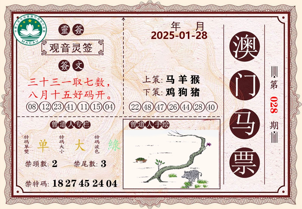 澳门马票 第28期