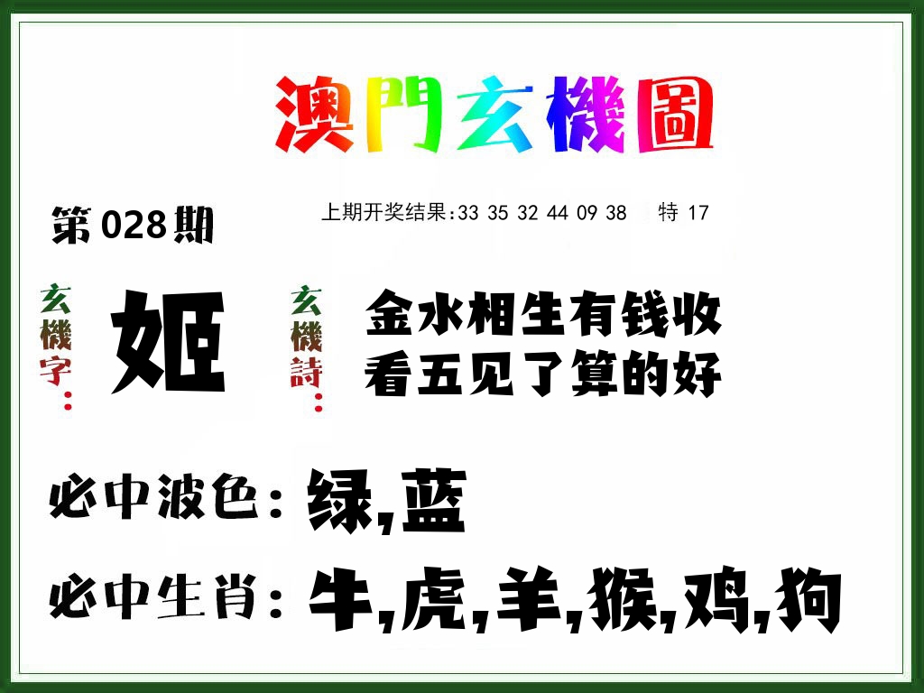 澳门玄机图 第28期