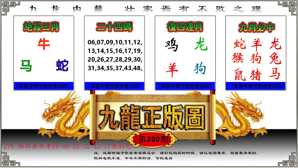 九龙正版图 第280期