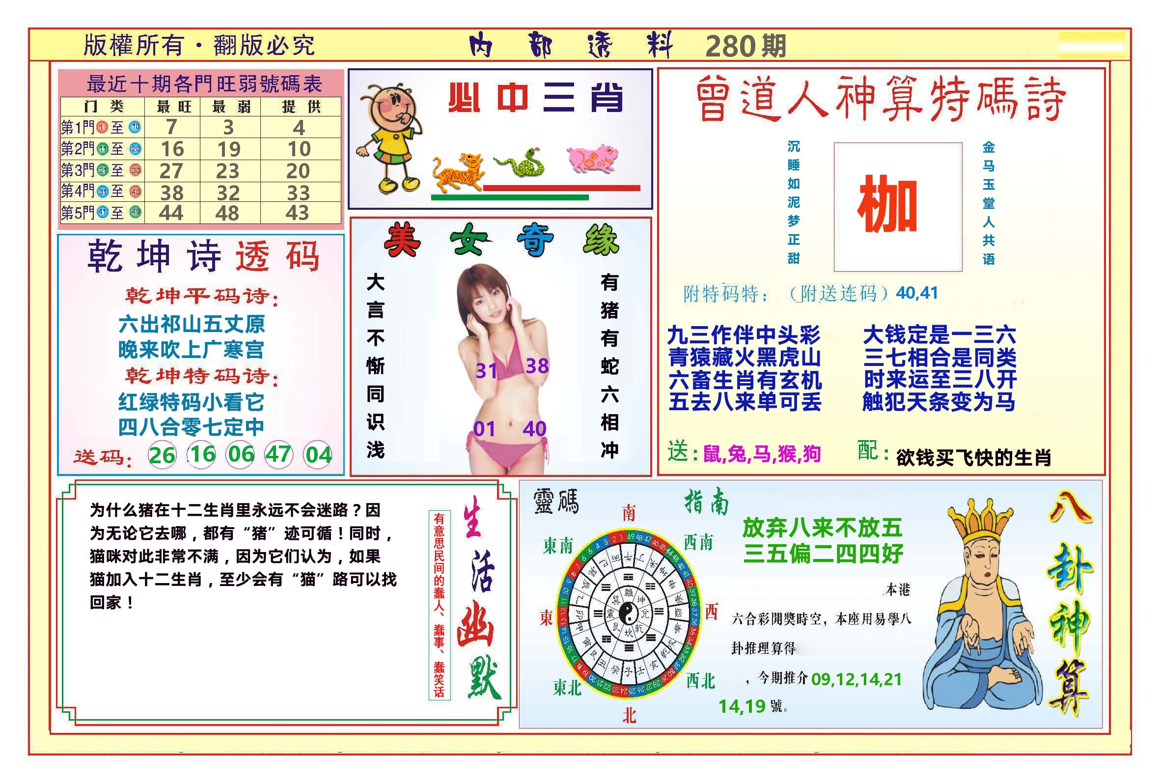 澳门内部透料B 第280期