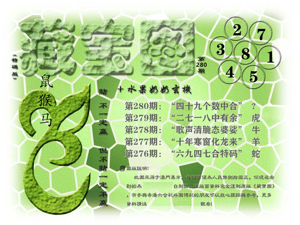藏宝图奶奶玄机 第280期