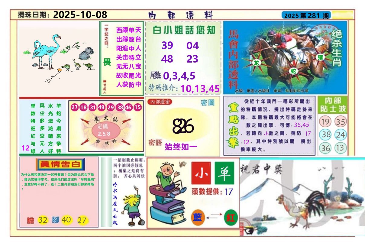 澳门内部透料A 第281期