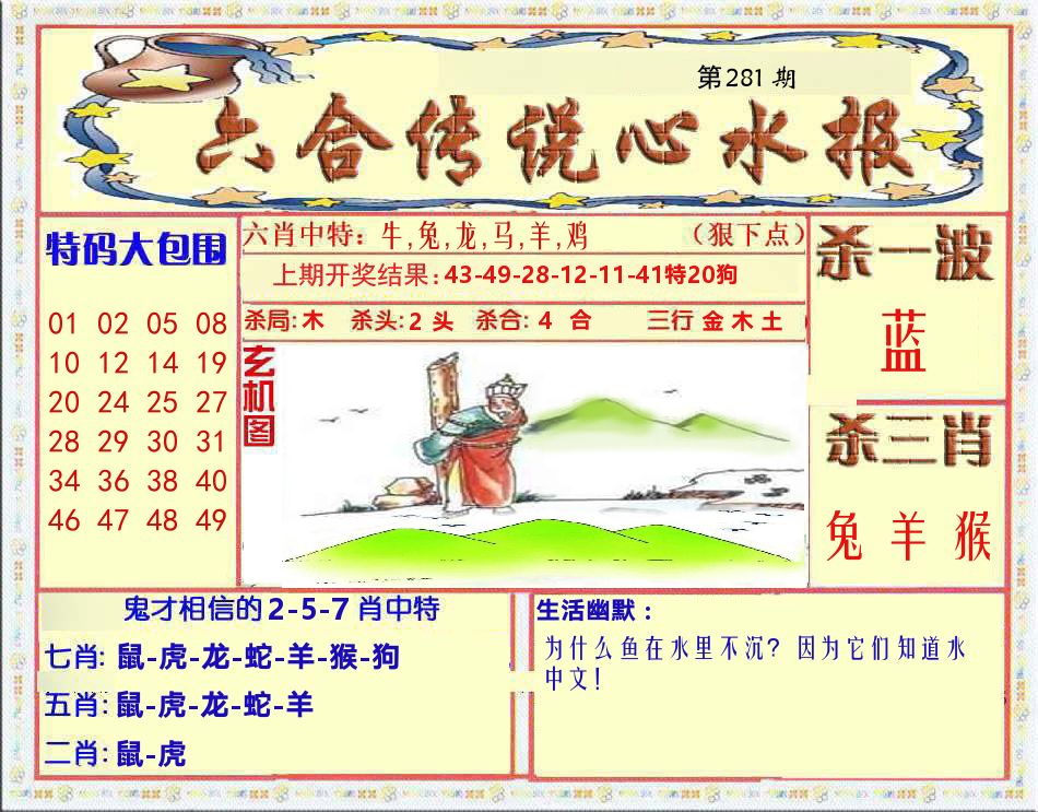 六合传说心水报 第281期