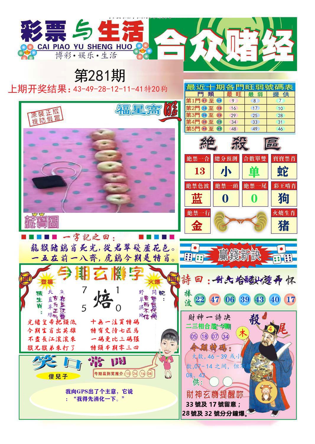 合众赌经 第281期