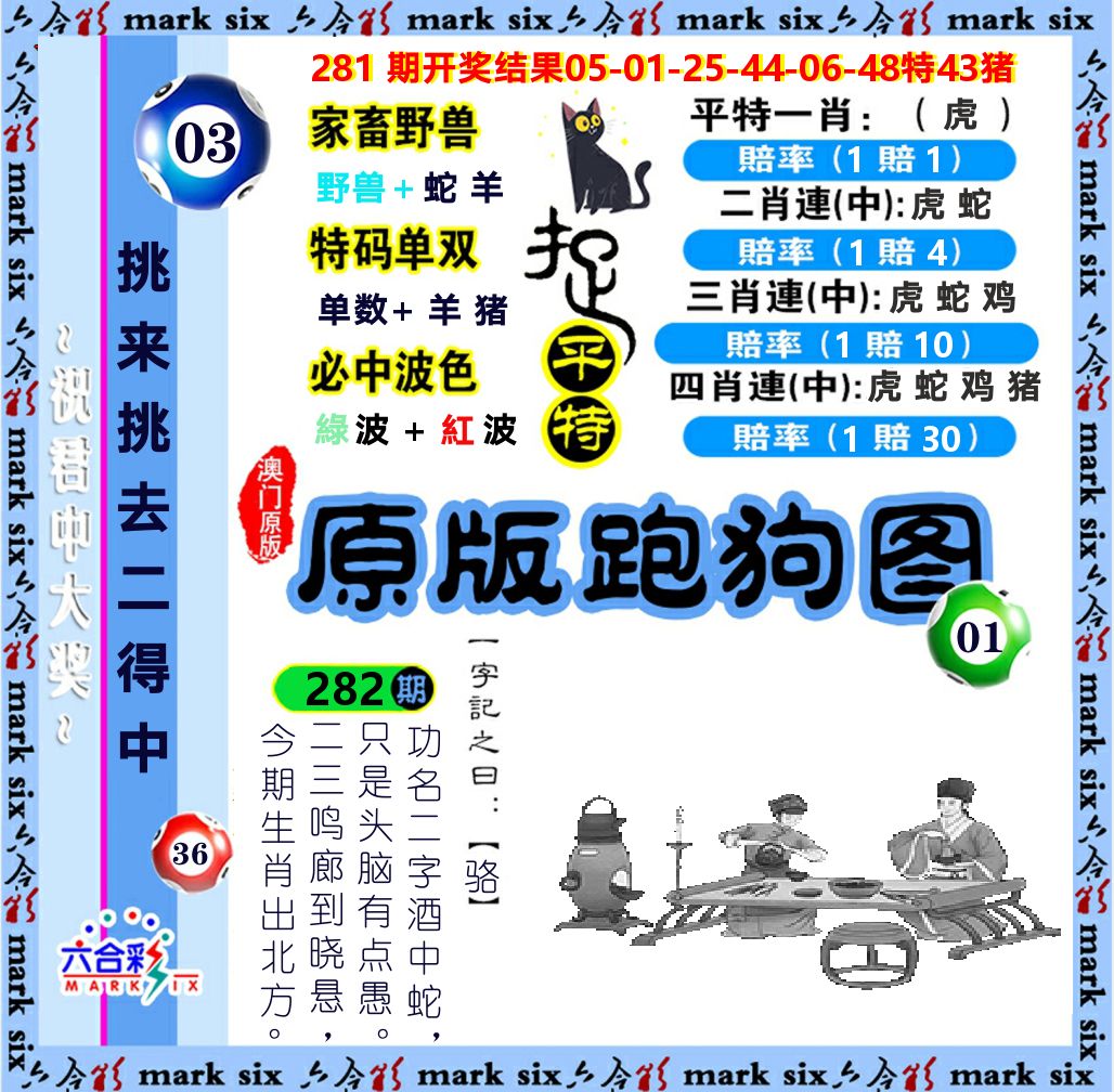 原版跑狗图 第282期