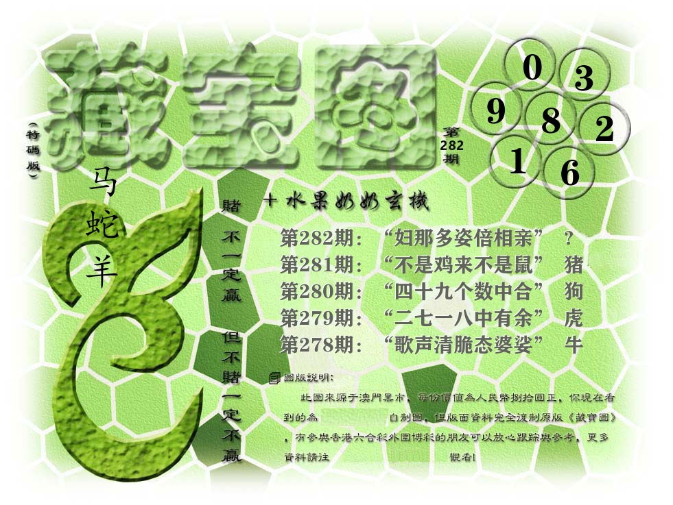 藏宝图奶奶玄机 第282期