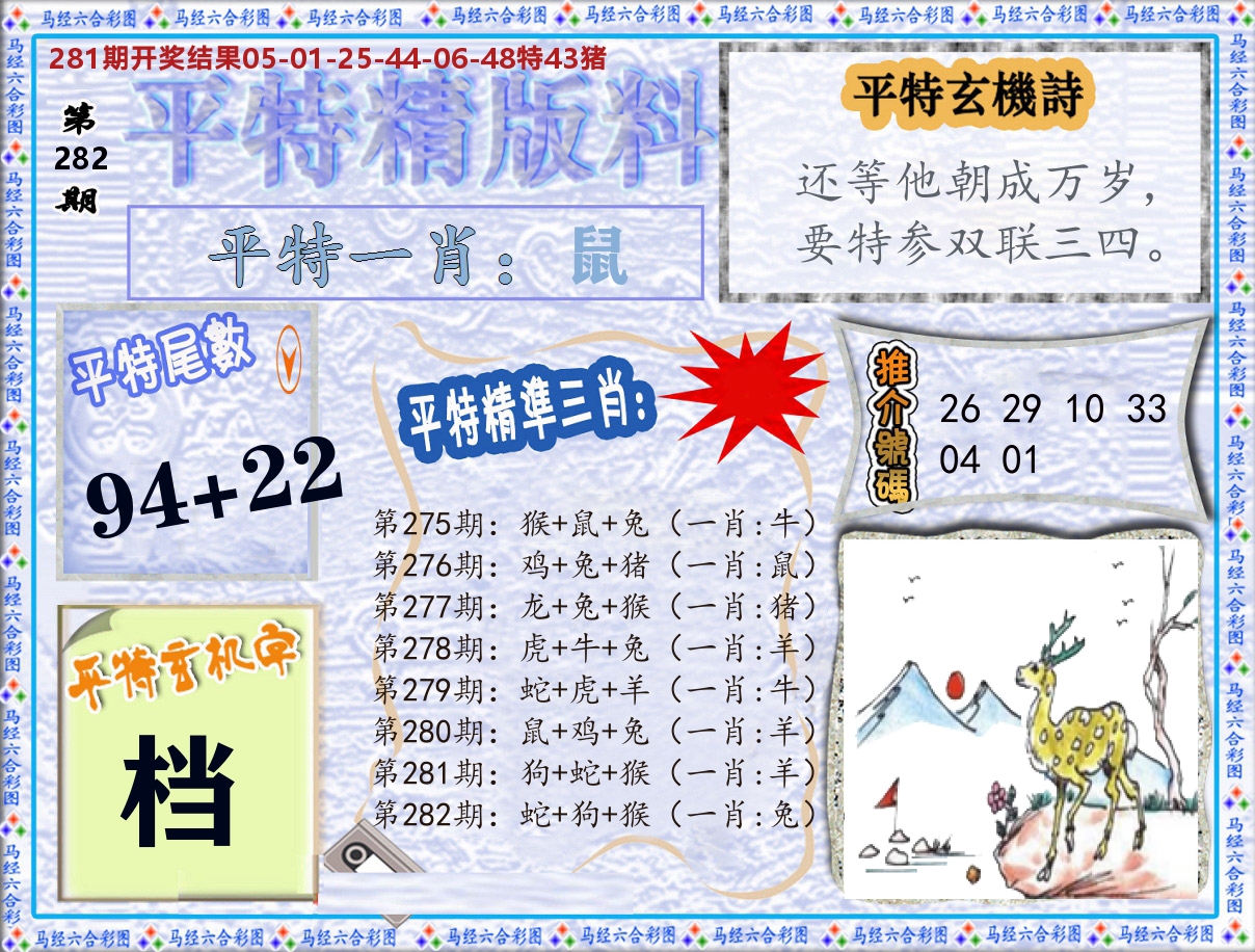 平特精版料 第282期