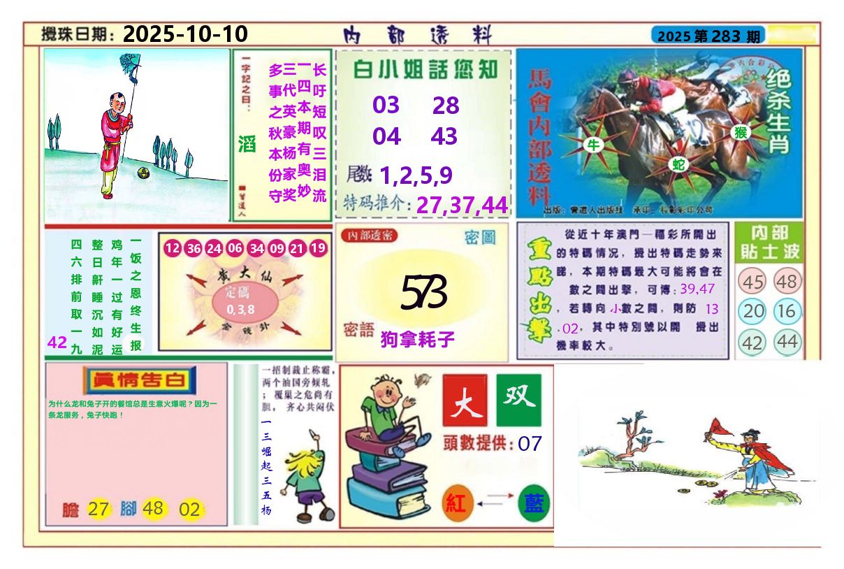 澳门内部透料A 第283期
