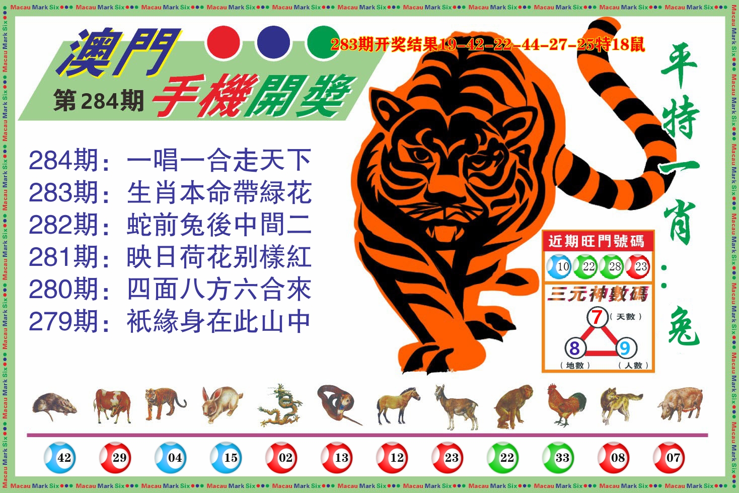 澳门开奖报 第284期
