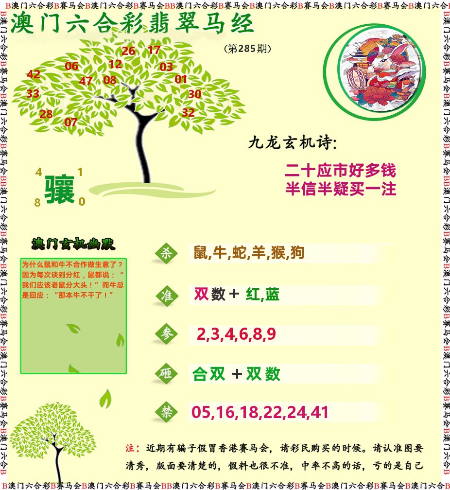 翡翠马经 第285期