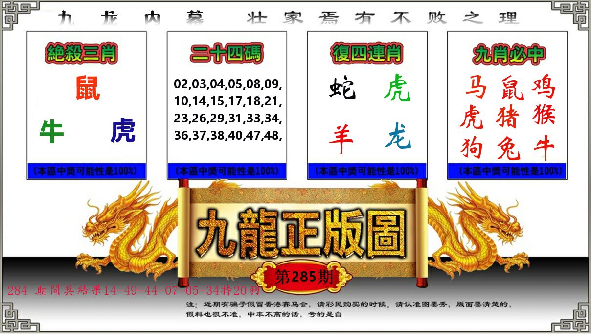 九龙正版图 第285期