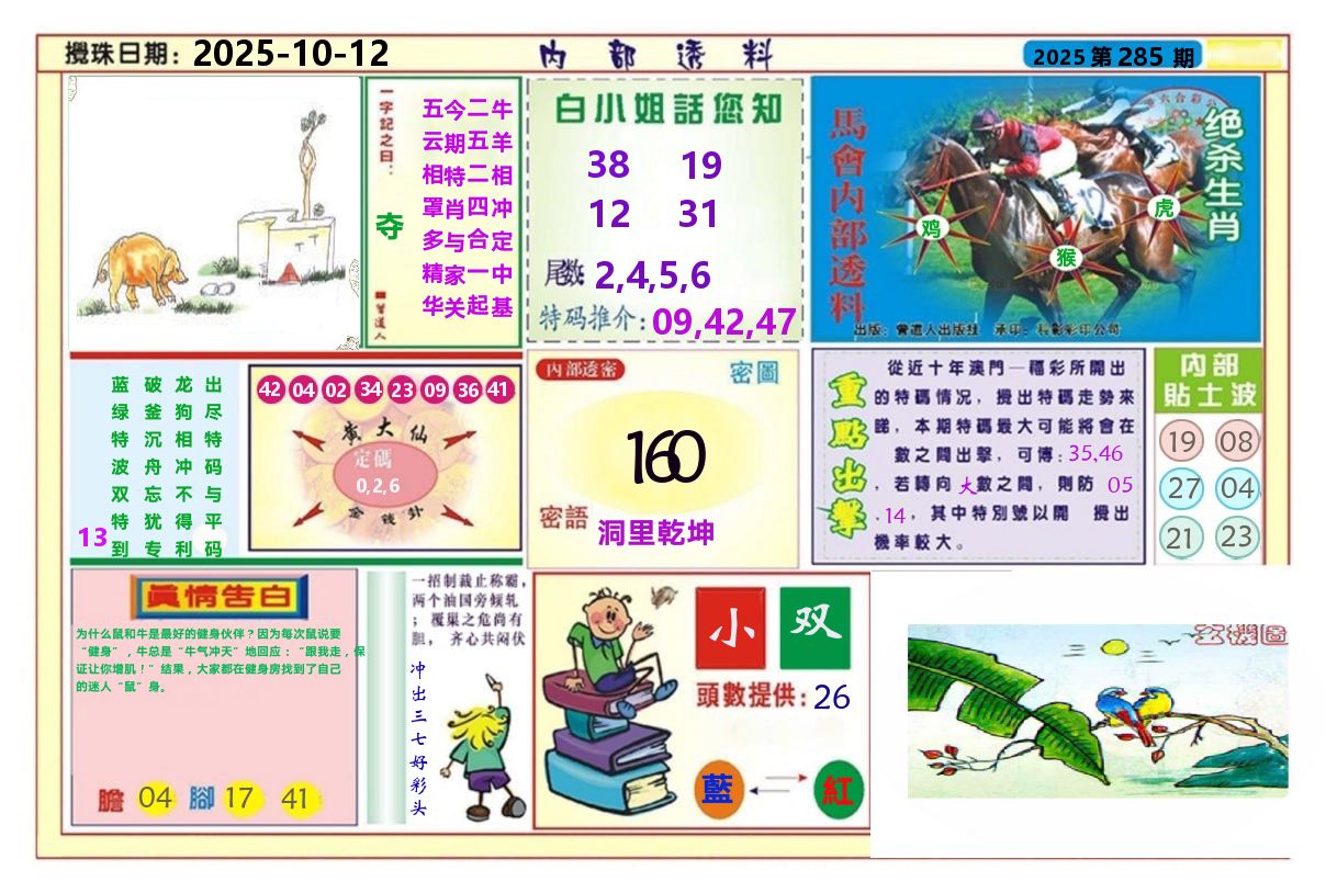 澳门内部透料A 第285期