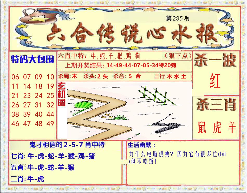 六合传说心水报 第285期