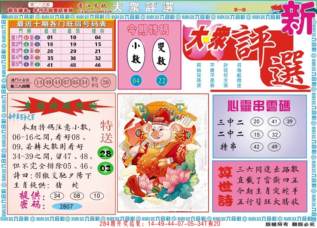 澳门大众评选 第285期