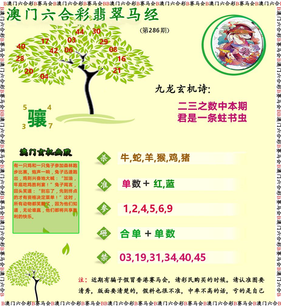 翡翠马经 第286期