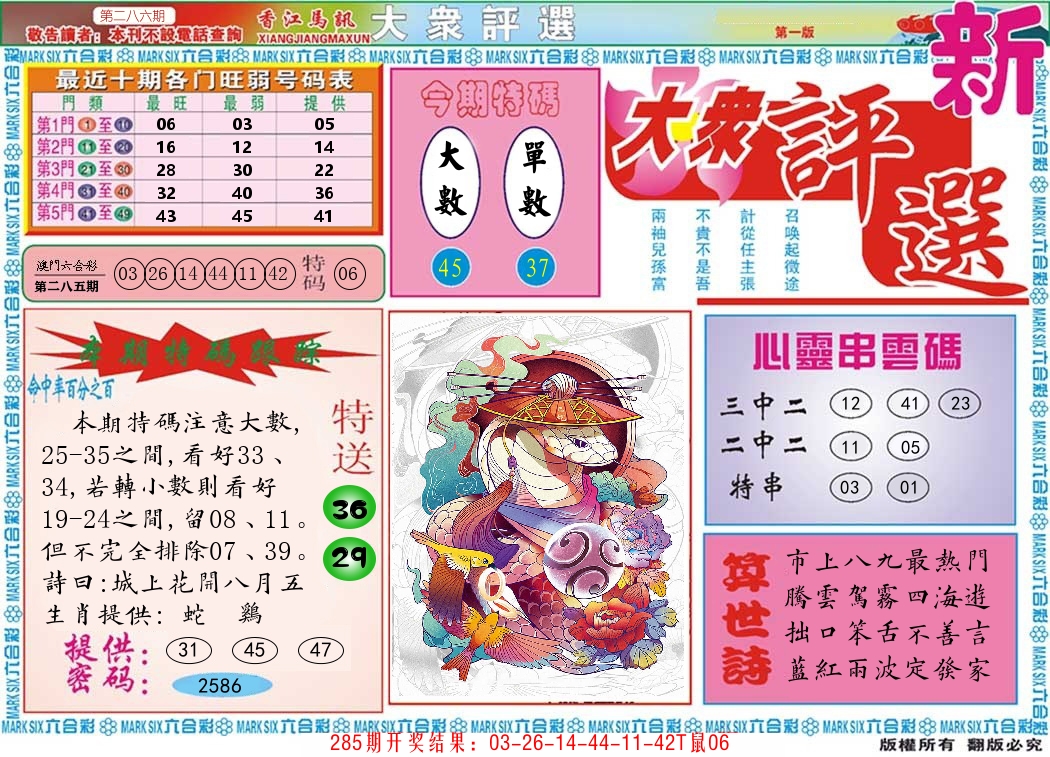 澳门大众评选 第286期