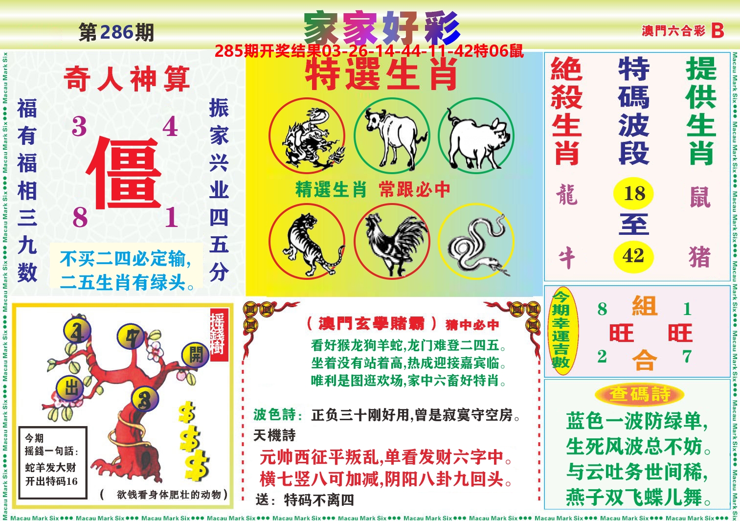 家家好彩B 第286期