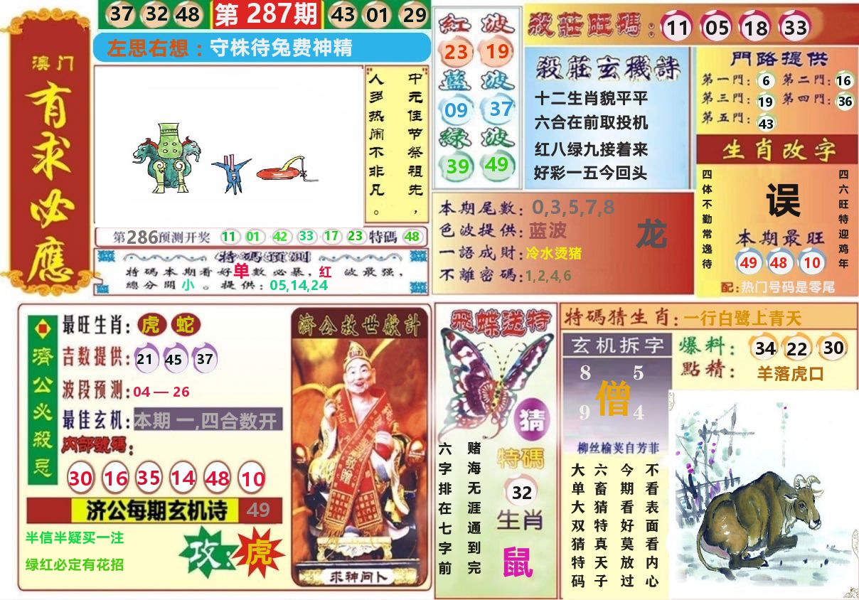 澳门有求必应 第287期