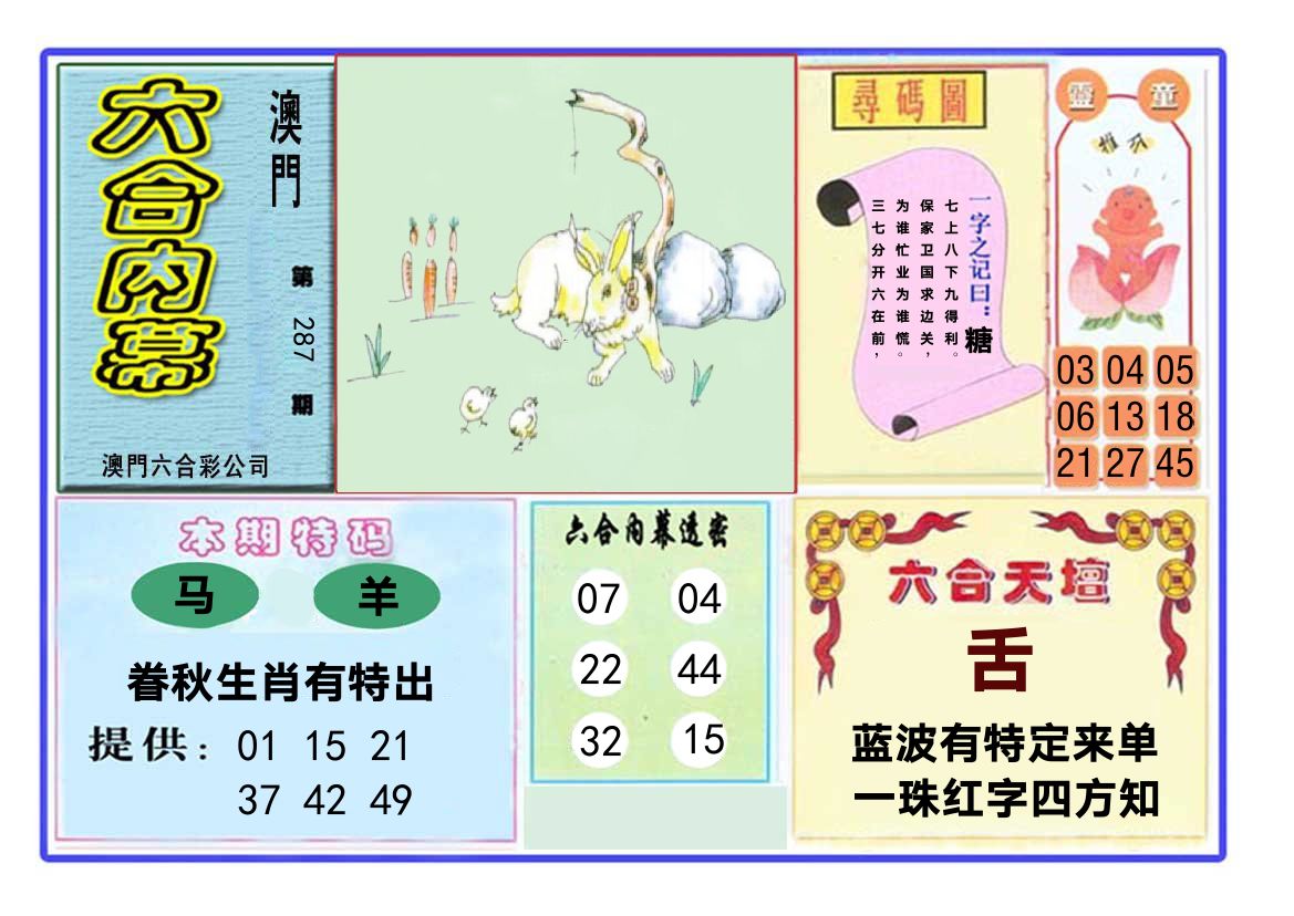 六合内幕 第287期