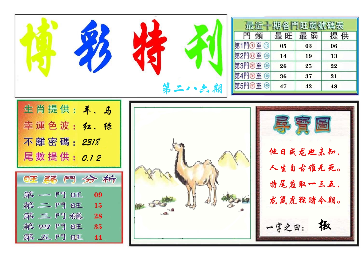 博彩特刊 第287期