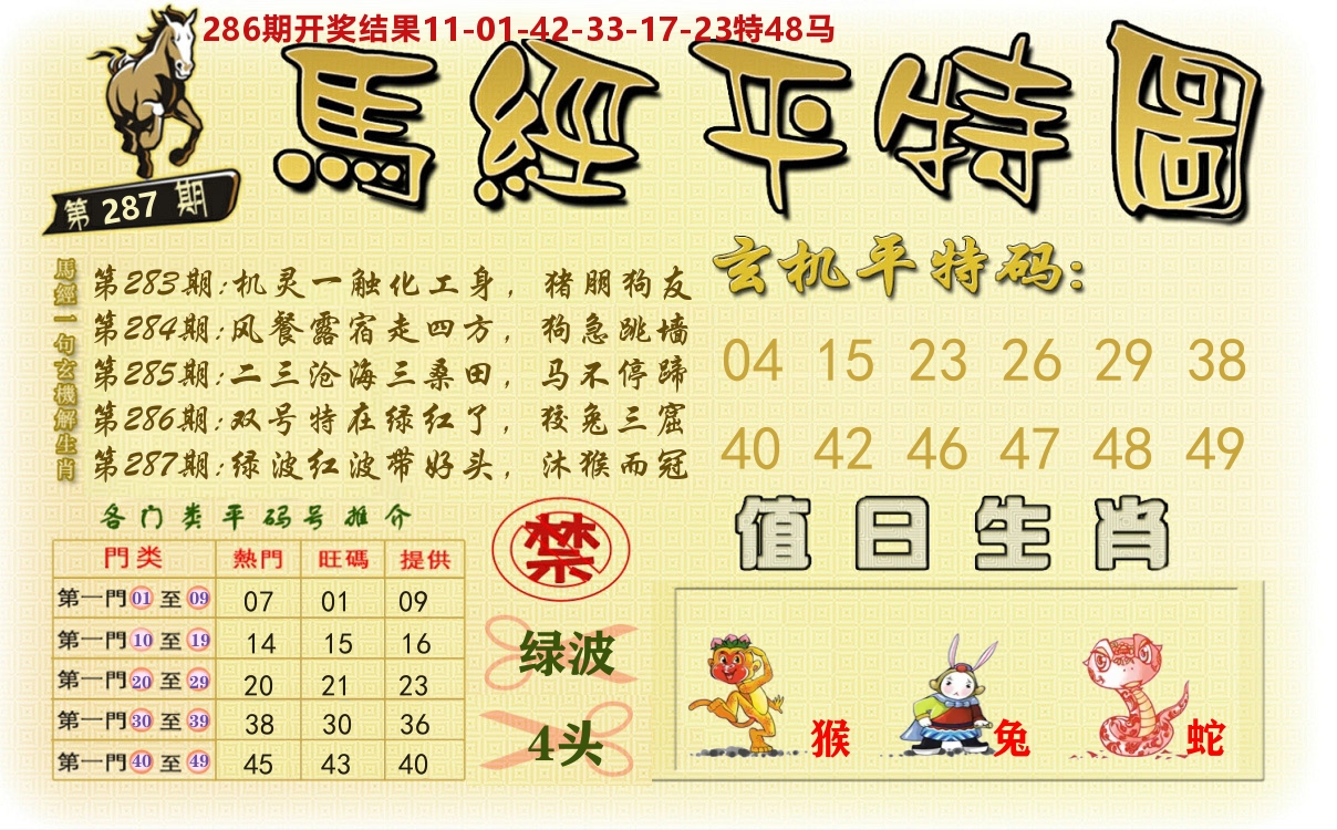澳门平特图 第287期