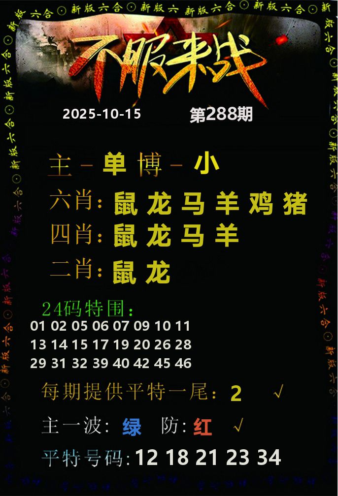 不服来战 第288期