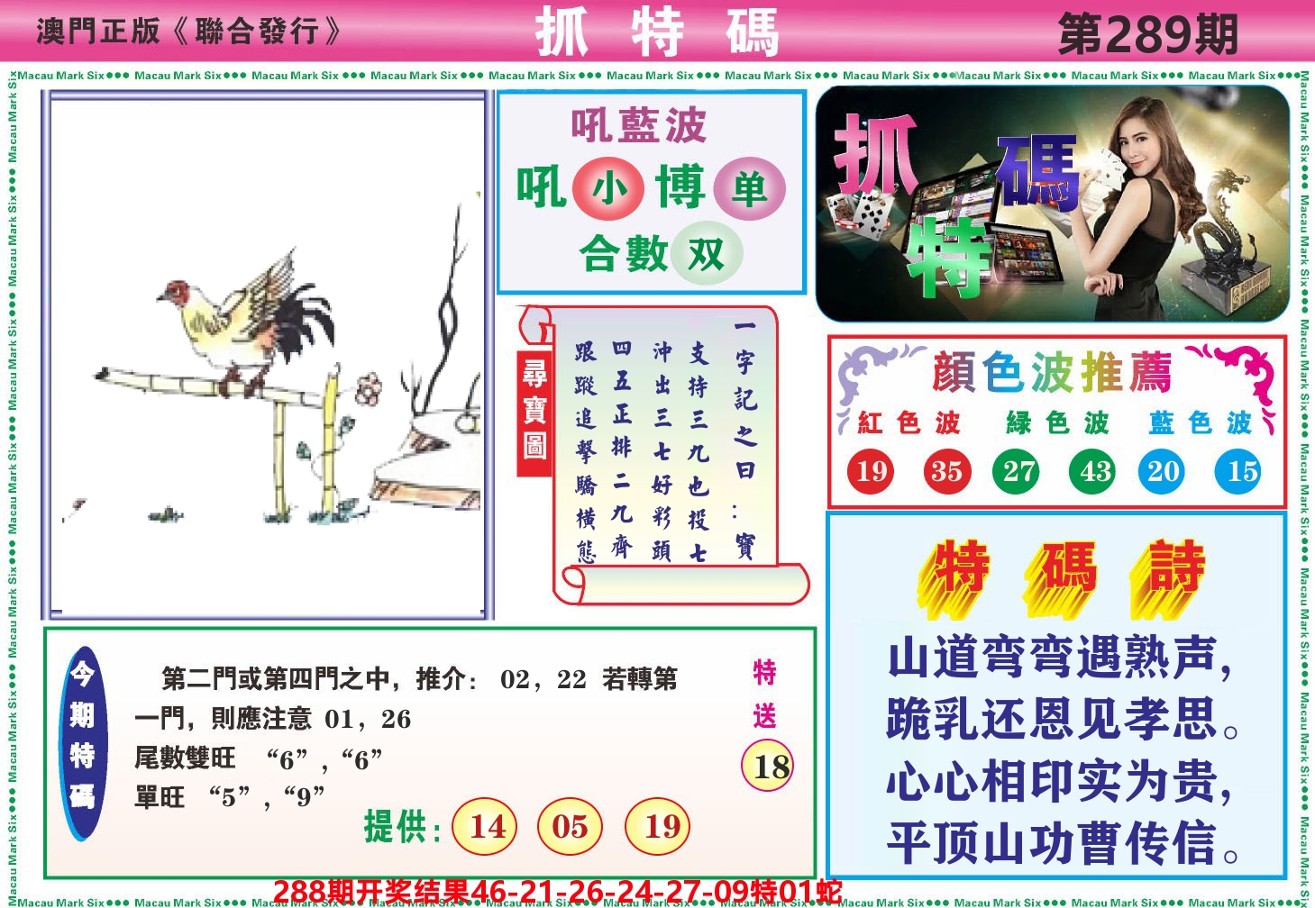 澳门抓特码A 第289期