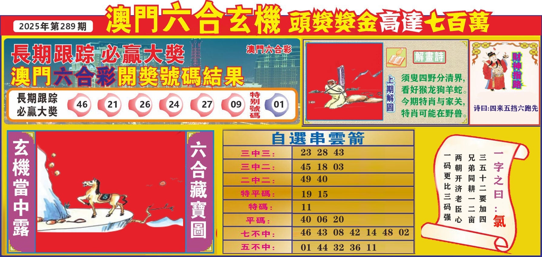 七星彩图C 第289期