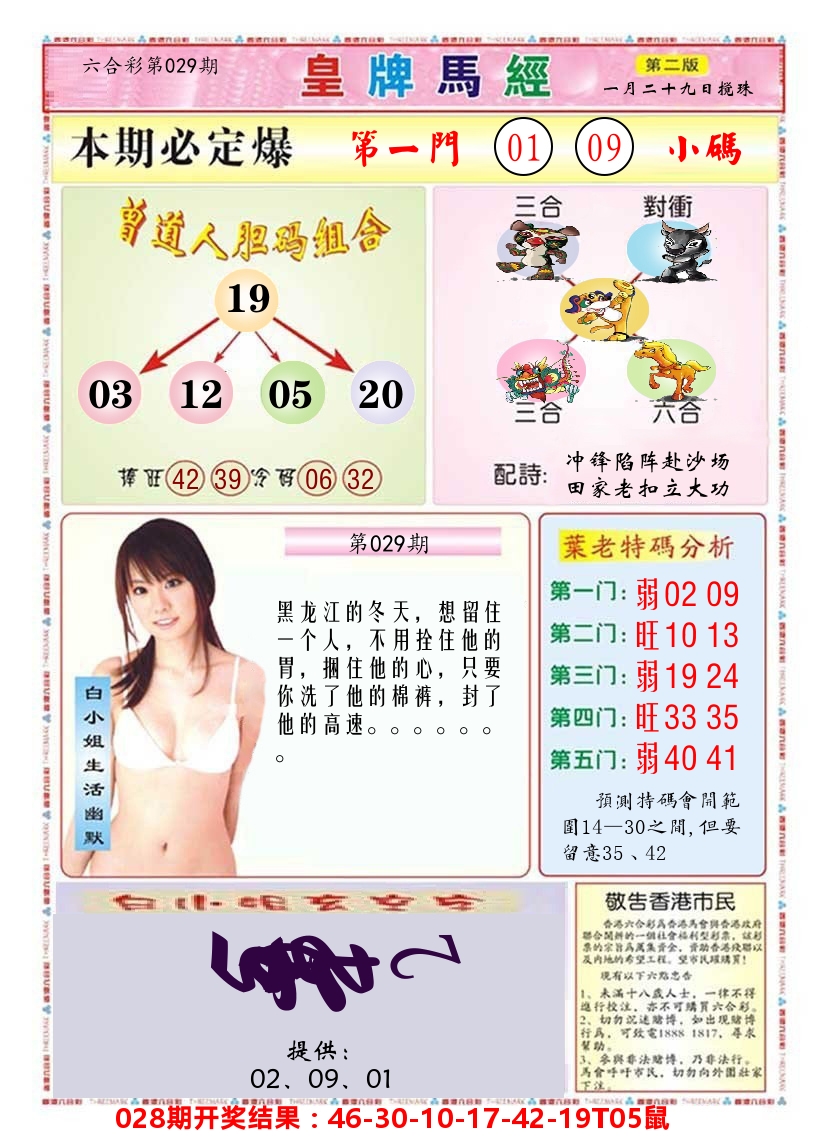澳门皇牌马经B 第29期