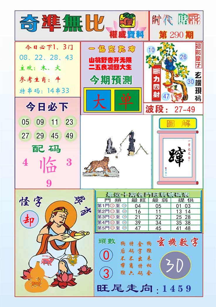 时代赌彩 第291期