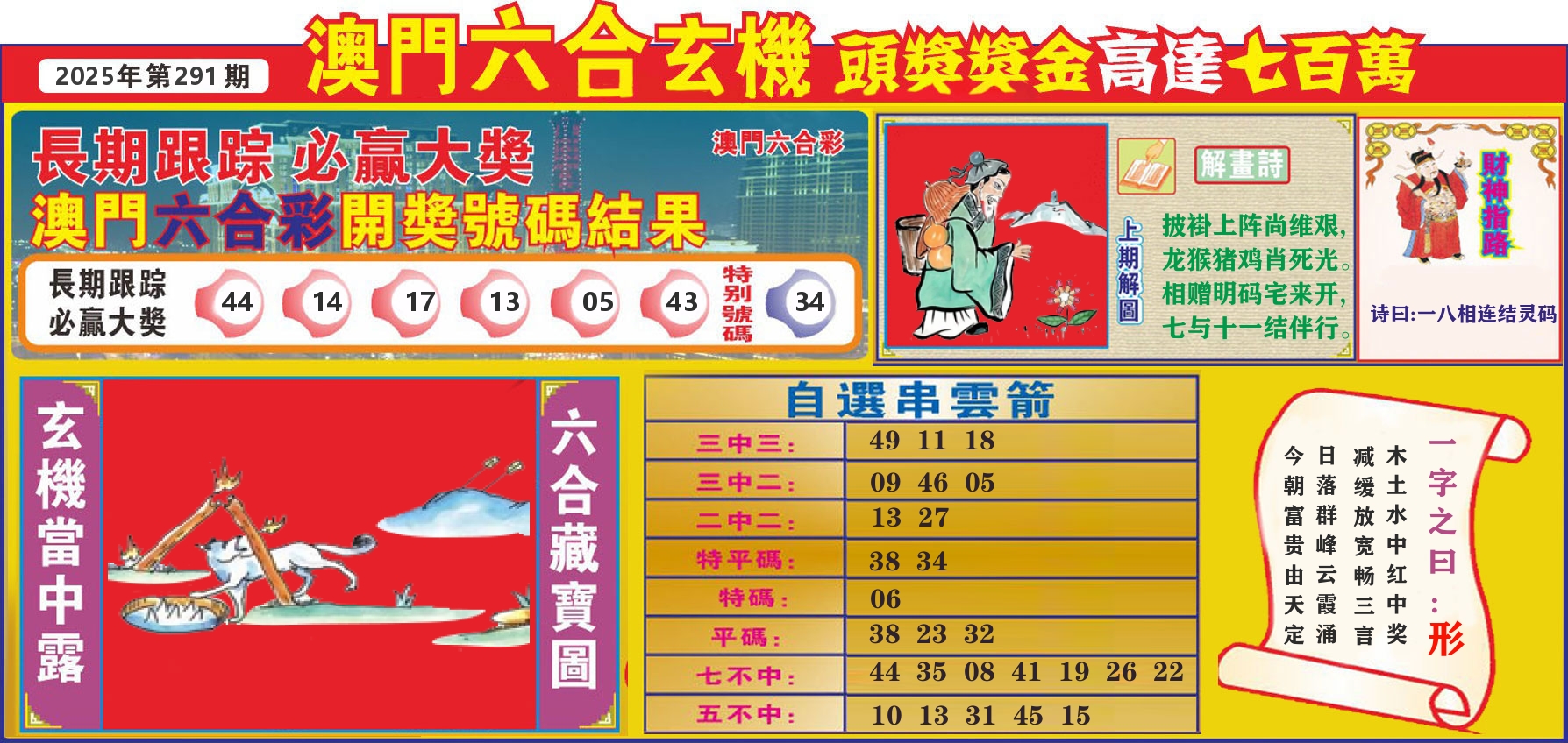 七星彩图C 第291期