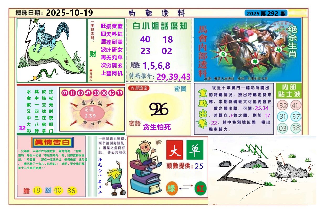 澳门内部透料A 第292期