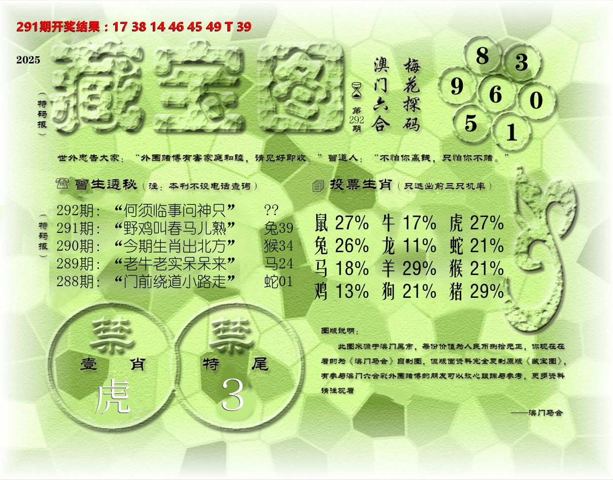 老《藏宝图》 第292期